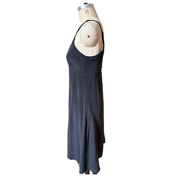 y2k Black Silk Beaded Slip Dress Size Small - Picture 3 of 7
